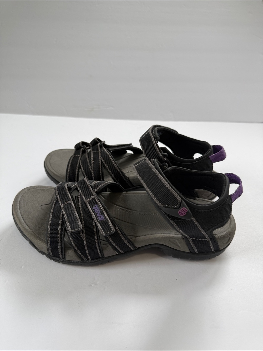 Teva Women's Black and Purple Adjustable Sport Sandals